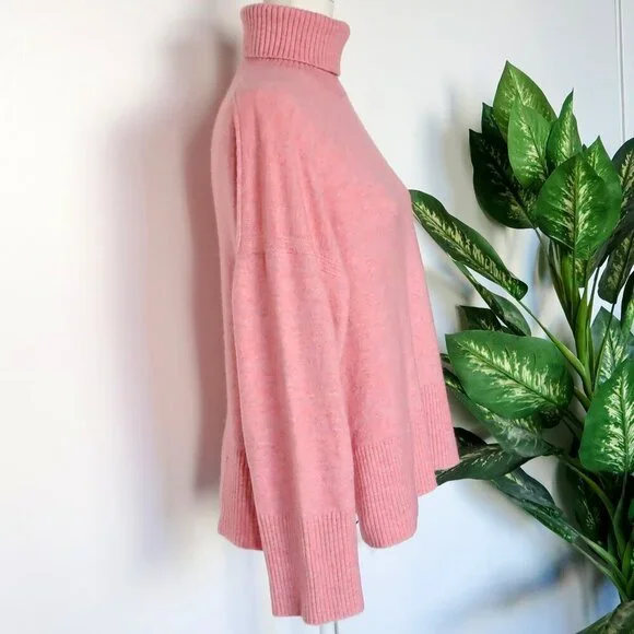 J. Crew Pink Merino Wool Alpaca Knit Turtleneck Sweater in Supersoft Yarn M